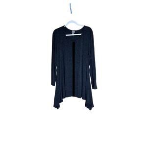 Chico's womens size 3 top high-low hem gray stretchy lagenlook long sleeves